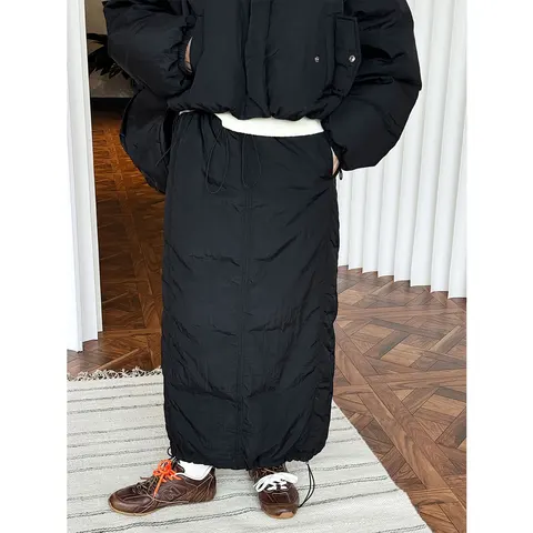 2024 женские зимние юбки, эластичные юбки с высокой талией 90, белый утиный пух, женские облегающие длинные юбки трапециевидной формы, уличная одежда Faldas Femme