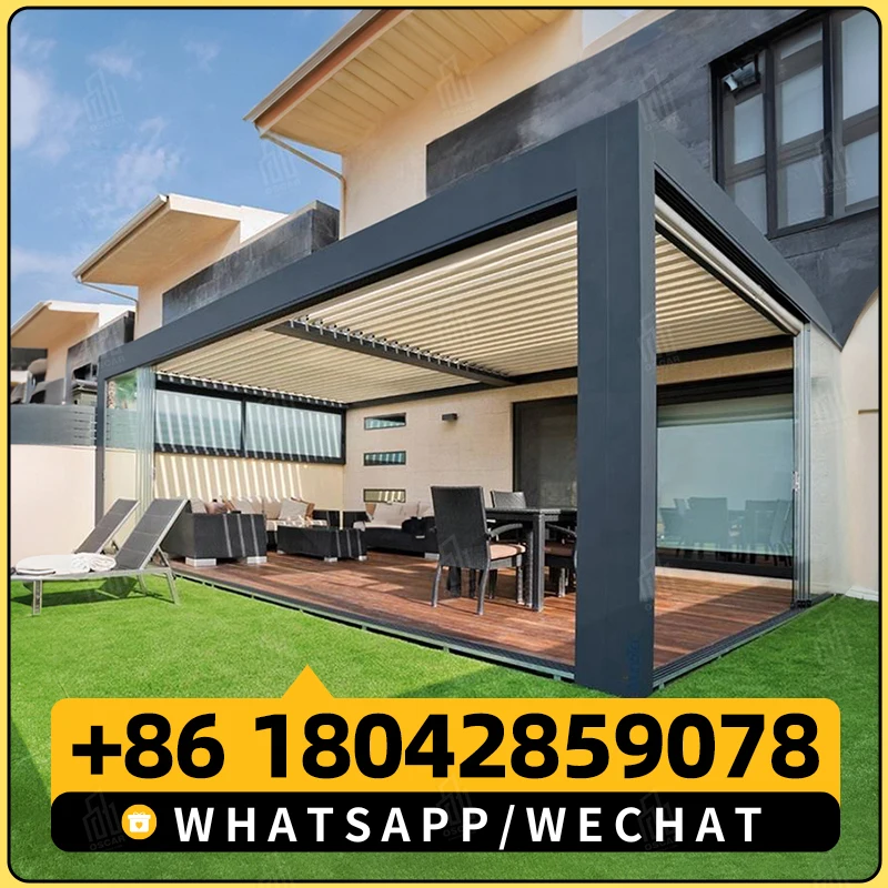 OEM размер 3X3 м 3x4 4*4 4*6 регулируемые жалюзи беседка уличная водонепроницаемая