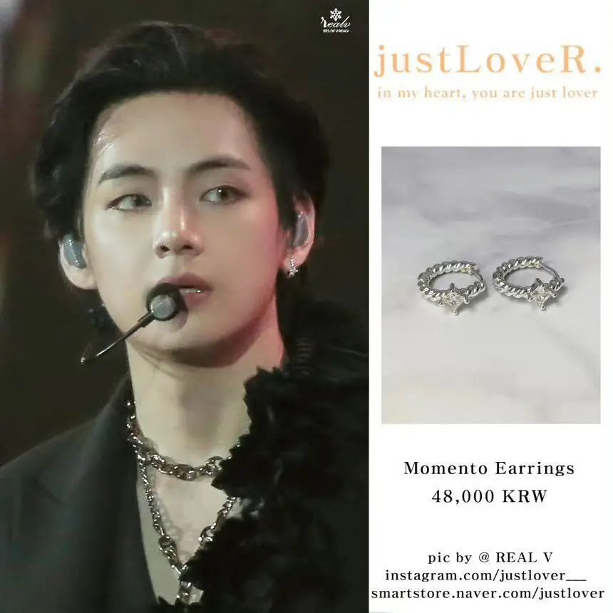

KPOP Bangtan Boys PTD ON STAGE V JIMIN Earring Fashion Metal Twist Green Diamond Earrings Couple Accessories Birthday Gift 16g
