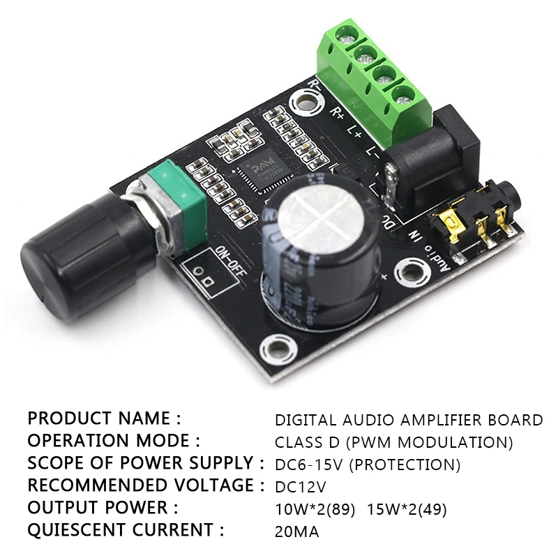 

PAM8610 Class D Amplifier Module DC12V Mono Audio Amplifier Board For Speaker 2x15W Dual Power Audio Amplifier Chip Digital