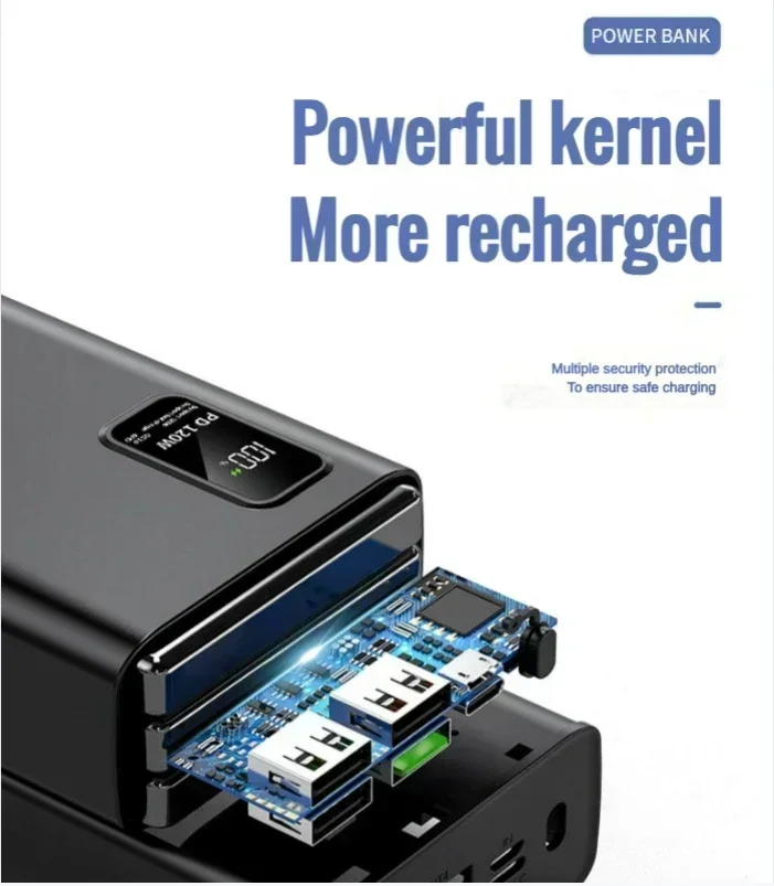 Сверхбыстрая зарядка 120 Вт внешний аккумулятор емкостью 30000 мАч со 100% достаточной