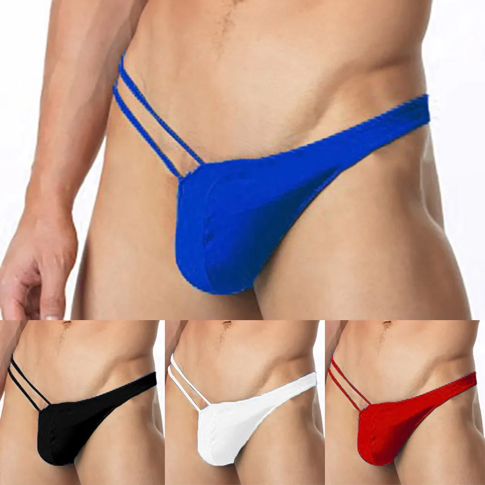 

2022 New Mens Sexy Underwear Solid Thin C-String Low Waist Breathable Hollow Out Elastic T-back Sexy G-string Men Underpants