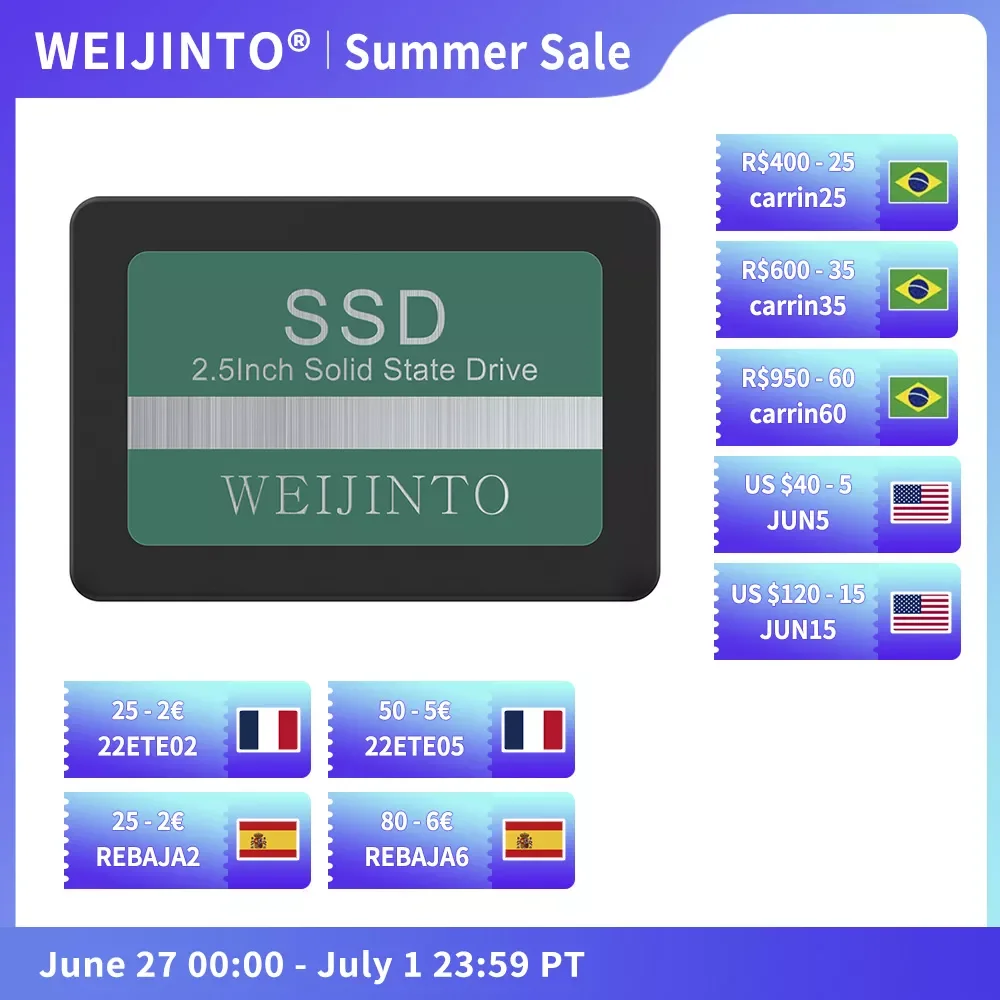 

NEW2023 WEIJINTO SSD 120GB 240GB 128GB 256GB 512GB 480GB 960GB 360GB 2.5 inch 500GB 720GB 960GB 1TB internal Solid State Desktop