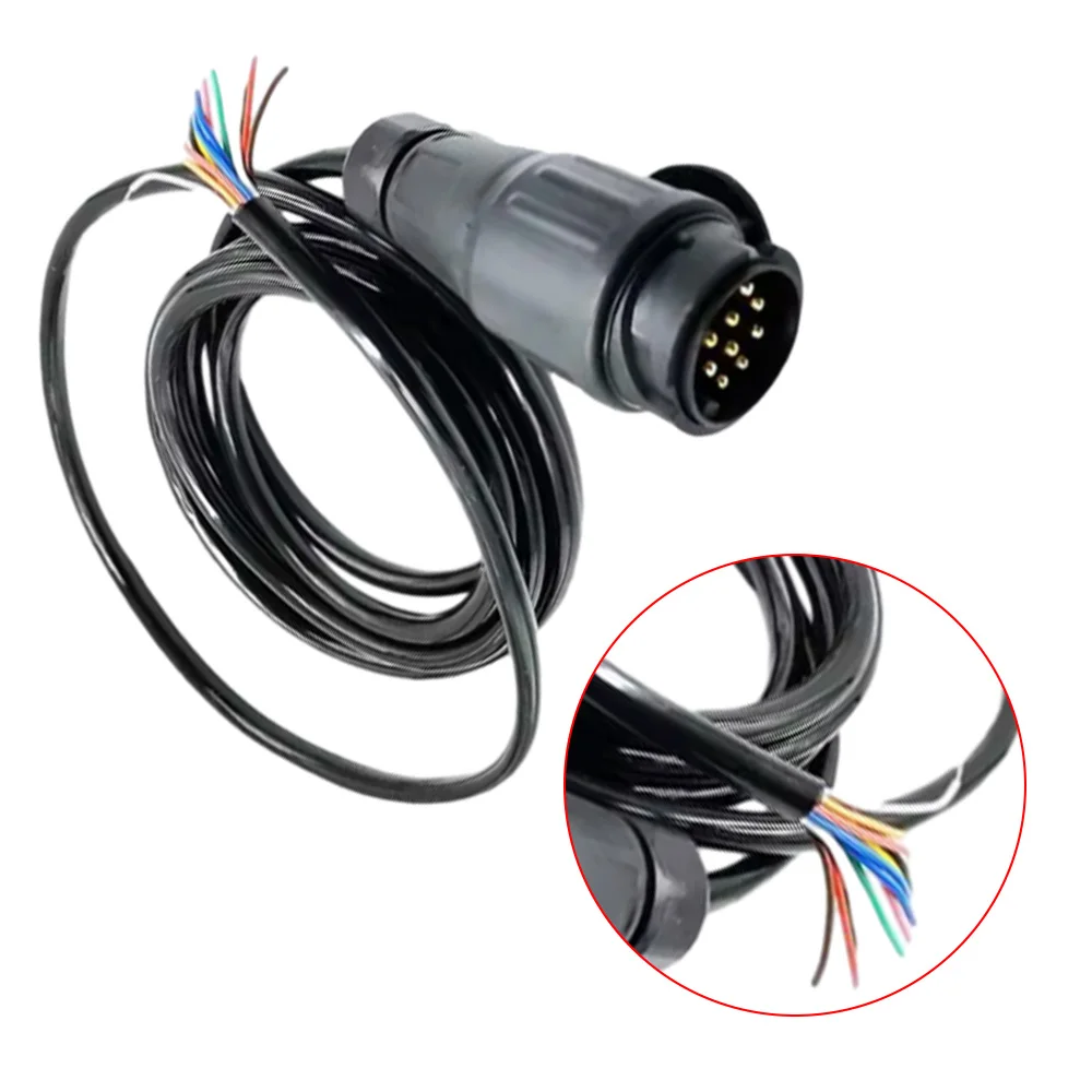 

12 В 13-контактная вилка для проводки прицепа из ТПУ и нейлона, черный для разъема прицепа для грузовика, буксировочная вилка с круглым отверстием