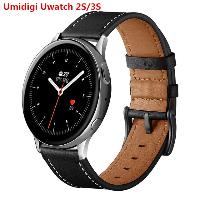 Genuine Leather Band For Umidigi Uwatch 2S/3S Strap Bracelet For Umidigi Urun S Silicone Wristband Smart Watch Accessories