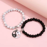 bracelet ol yin and yang drip oil black and white couple beaded bracelet set turquoise