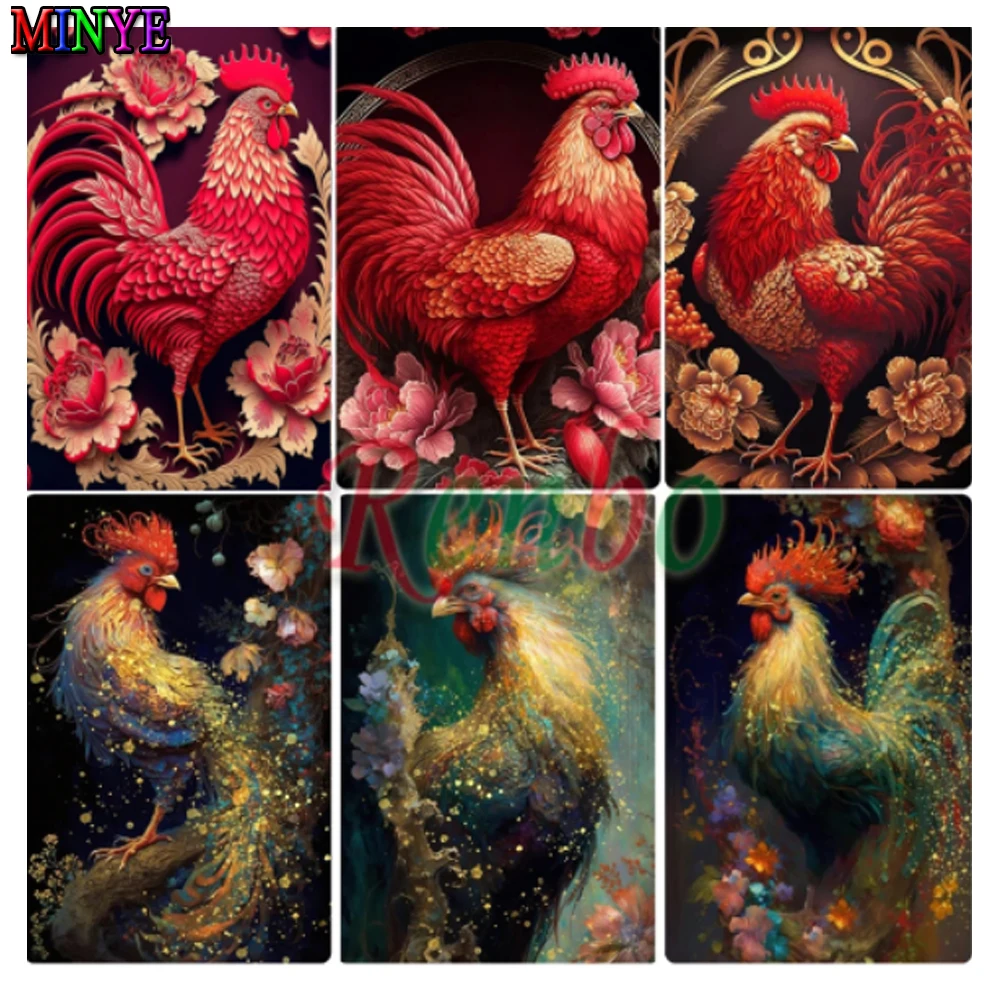 

DIY Diamond Painting Animal Red Rooster Full Square Round Cross Stitch Kit 5D Embroidery Rhinestones Mosaic Home Decor