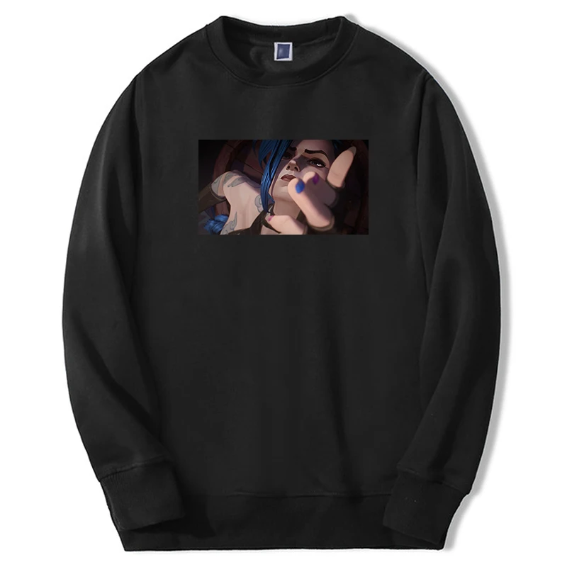 

2022 Hot Anime Arcane Hoodies Jinx Cartoon Girl Harajuku Unisex Sweatshirt Oversize Fleece Long Sleeve Streetwear JInx Hoody
