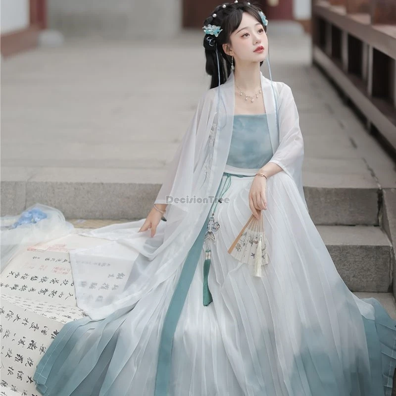 2024 китайская песня династии hanfu женская вышивка длиной до талии плиссированная