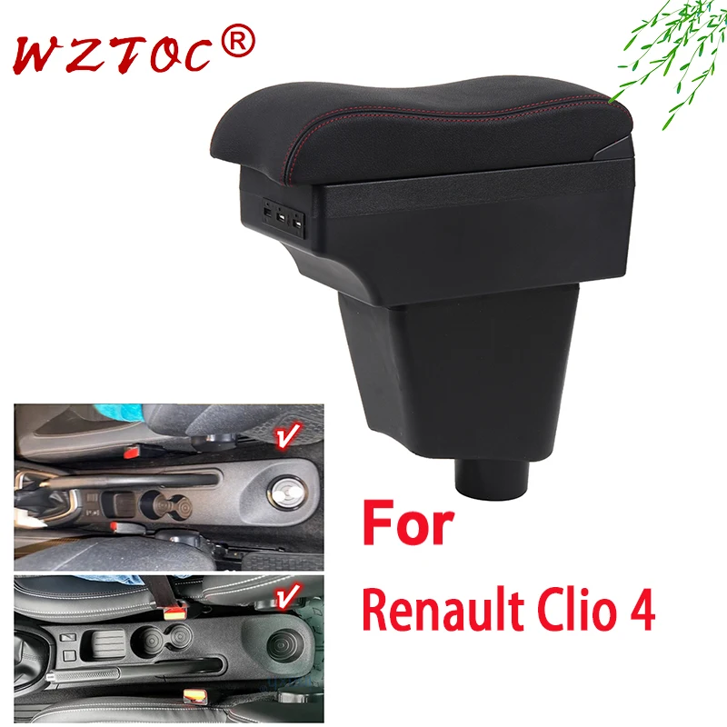 

For Renault Clio 4 Car Armrest For Renault Clio IV Armrest Box Interior details refitting Car Accessories Storage box with USB