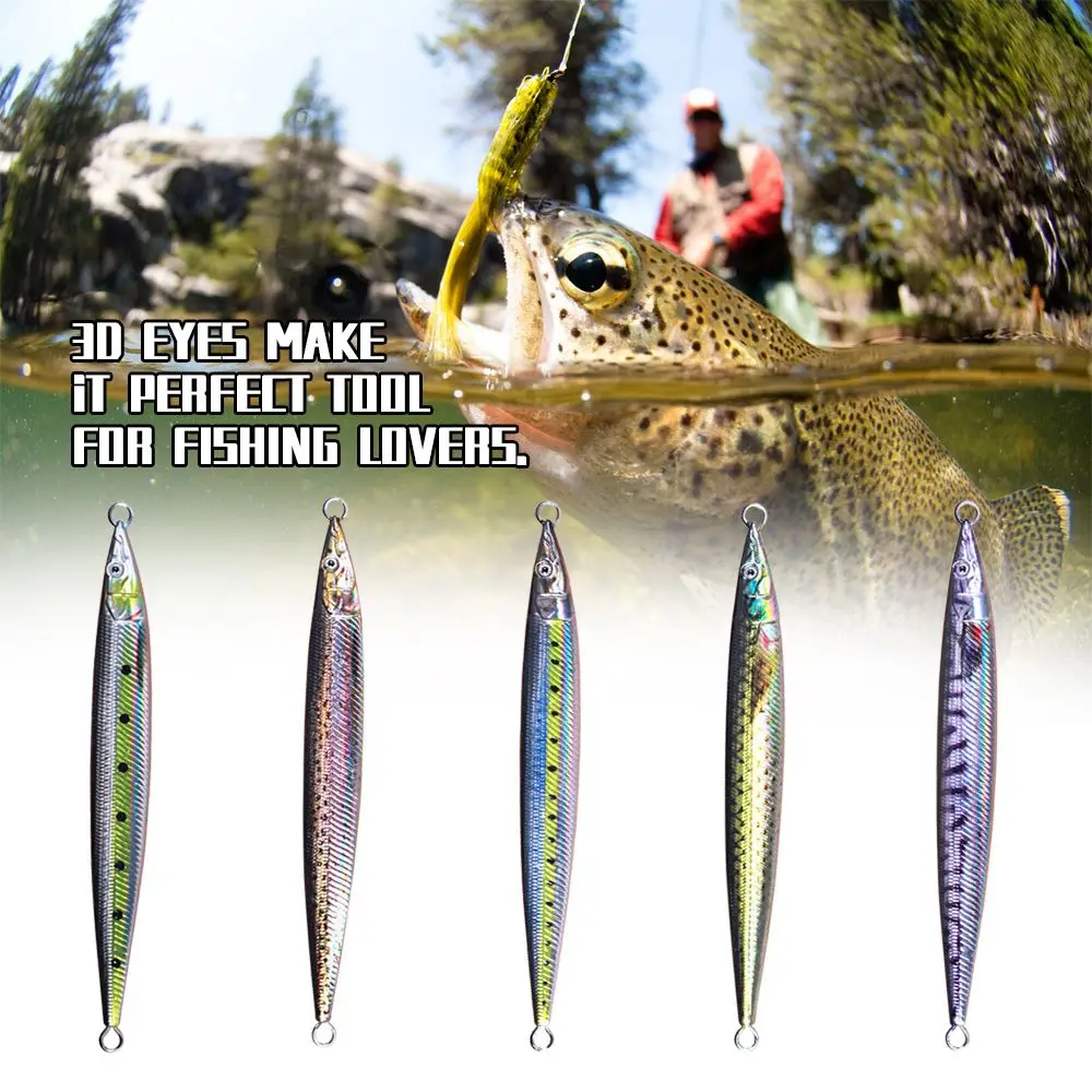 

Top 80G Sinking Minnow Metal Fishing Lure double hook Lead Casting Jig Bait Spinning Baits