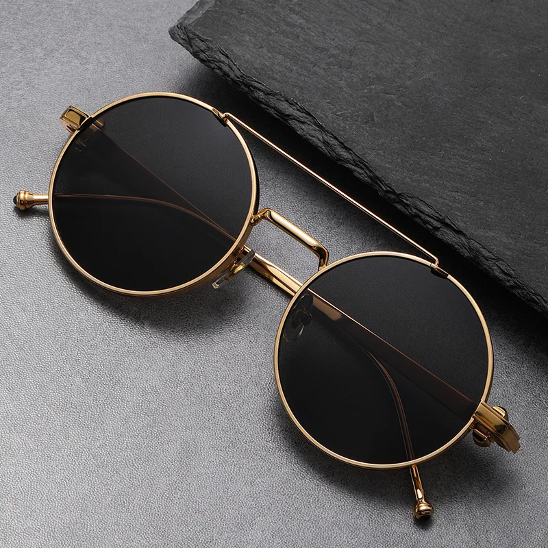 Vintage Double Beam Pure Titanium Men's Sunshade Frame Round Sunglasses CT0320OA Women Fashion Small Extra Lightweight Glasses