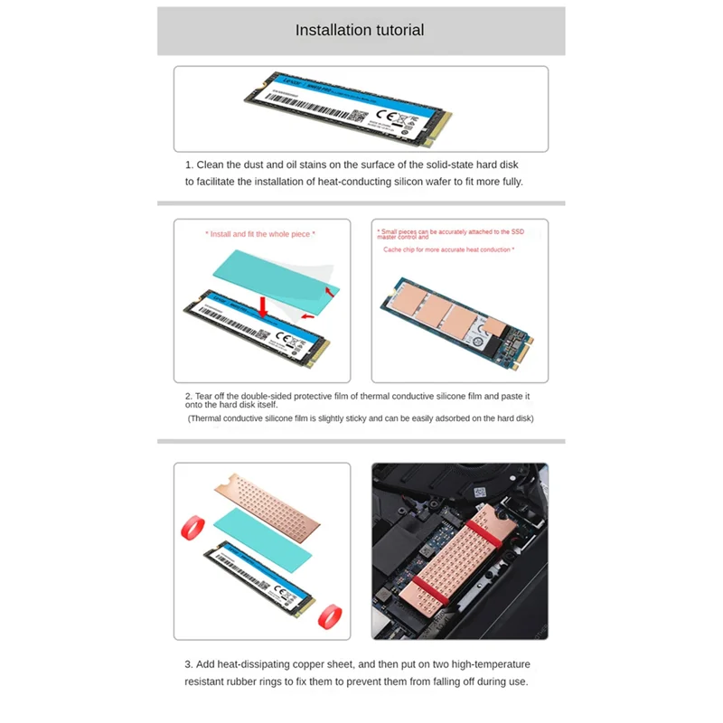 Фото Твердый радиатор M.2 Nvme SSD-кулер 2 мм для твердотельного жесткого диска M2 2280, медный радиатор с термопрокладкой №3