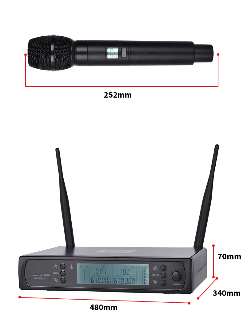 Ручной беспроводной микрофон UHF 640 ~ 690 МГц |