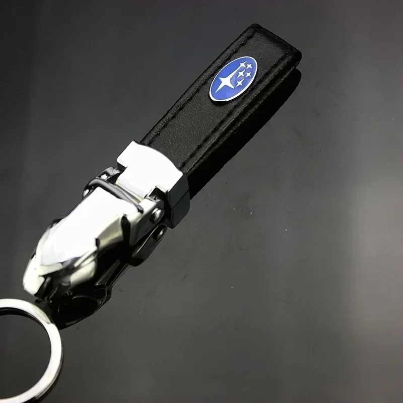 

Кожаный автомобильный брелок для ключей из цинкового сплава с головой леопарда, держатель для Subaru STI XV Tribeca Forester Outback Impreza Legacy WRX BRZ