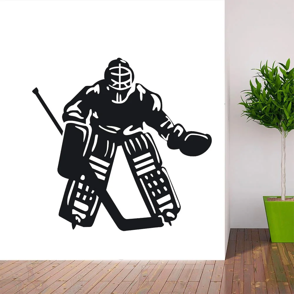 Спортивный Настенный декор для хоккея с шайбой II, съемная виниловая наклейка, настенная наклейка, художественное украшение для дома, размер 64x66 см