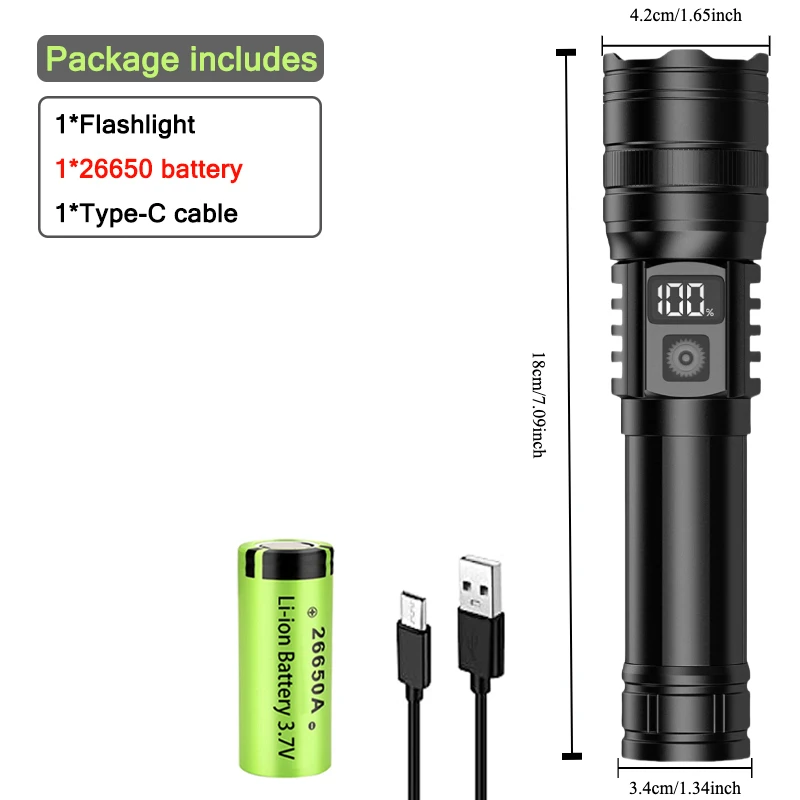 

JONCELY 2000М ультрамощный фонарик черный