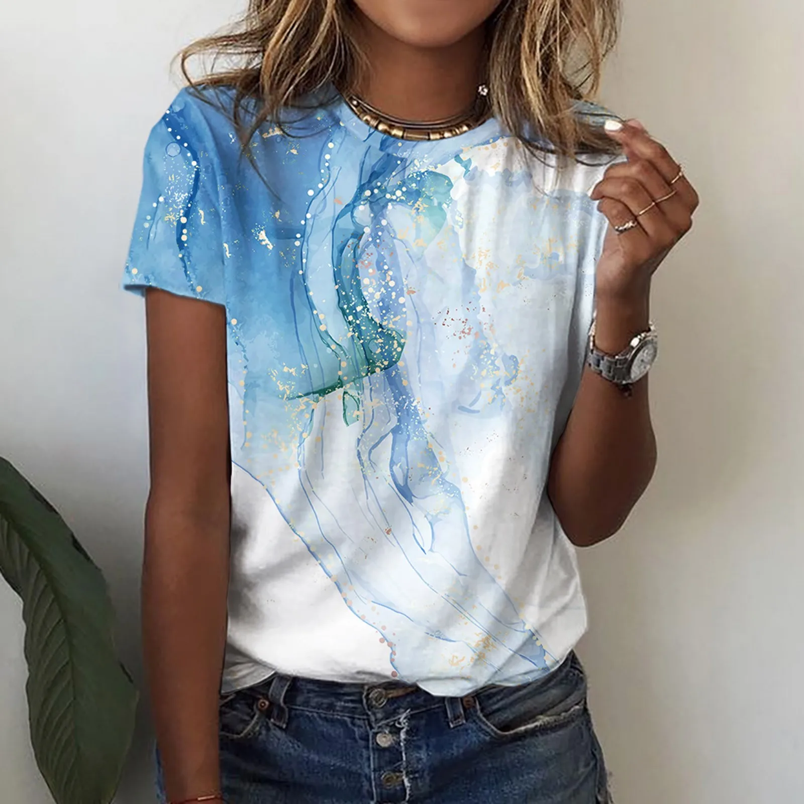 

Cute Summer Tops For Women Tops O Neck Print Short Sleeve T Shirt Tops Casual Loose Blouse T Shirts Women Dry Fit Top