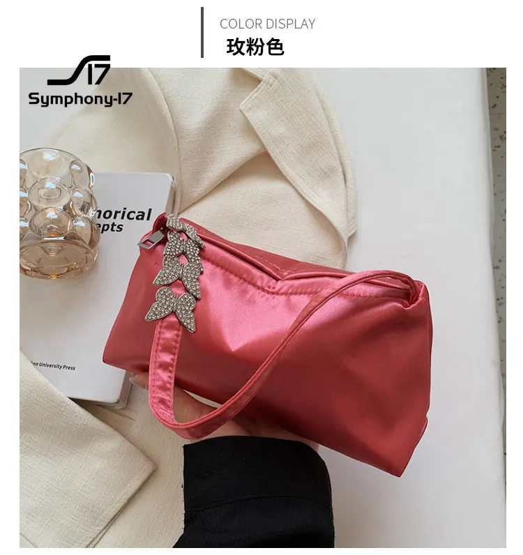 Premium bag women's niche dinner silk shoulder bag new fashion diamond butterfly trend tote armpit bag