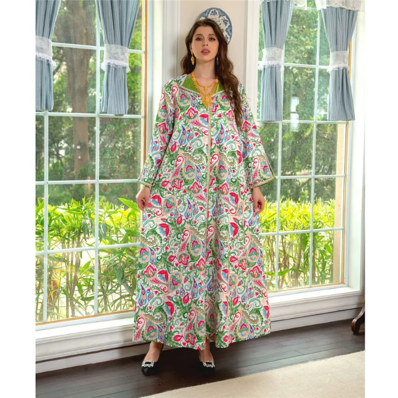 Caftan Kaftan For Wedding Ramadan Long Dress Muslim Women Moroccan Turkey Dubai 2023 Print Diamonds Abaya Dress Female Clothing