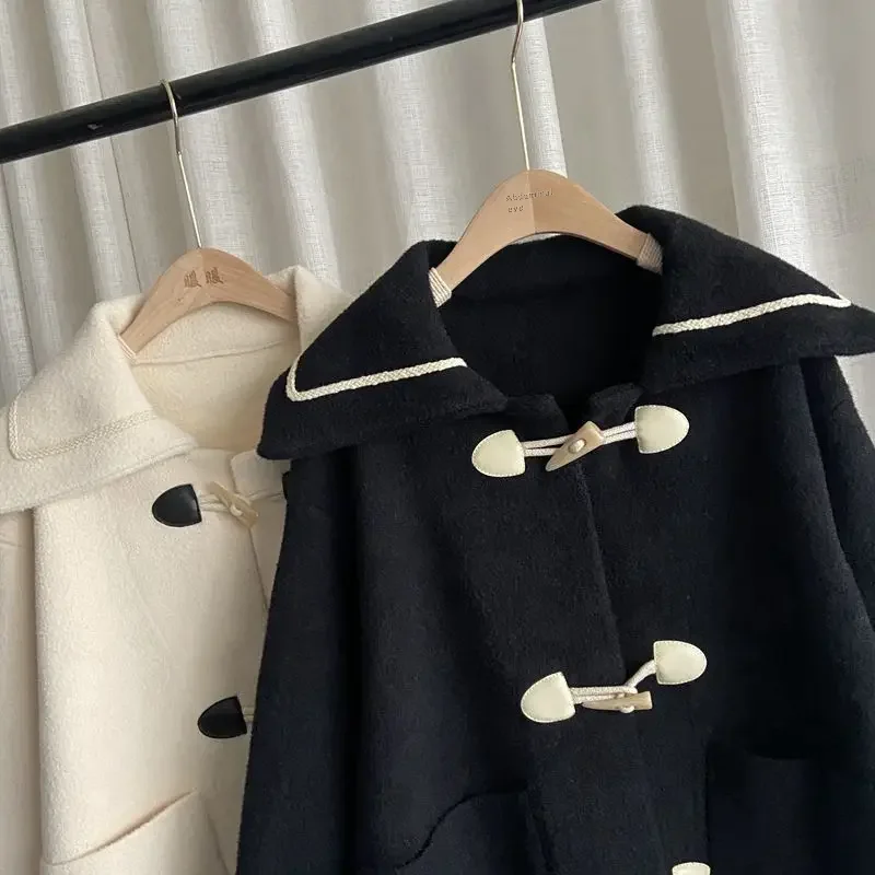 Винтажная шерстяная куртка с лацканами в стиле преппи для женщин утепленное