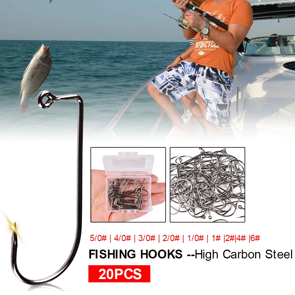 

20Pcs Fishing Hooks High Carbon Steel 90 Degree Jig Fly Tying Strong Wire Fish Hooks With Box For Outdoor Sea Fishing Wholesale