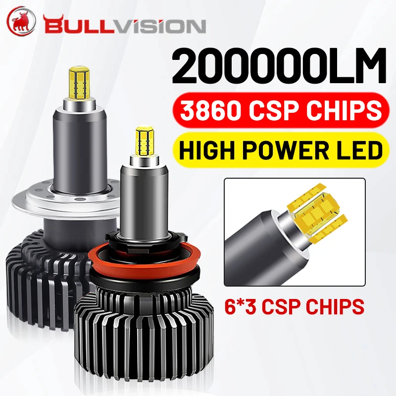 

Bullvison H7 LED 360 Canbus H11 H1 200000LM 480W HB3 HB4 9005 9006 LED Car Headlight Bulbs 6000K 4300K 9012 Hir2 Motorcycle Lamp