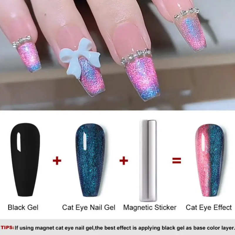 

8ml Cat's Eye Nail Polish Rainbow Cat Eye Magnetic Gel Ice Fire Quartz Sparkling Universal Nail Polish Can Be Use On Any Color