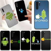 funny a android robot phone case for huawei g7 g8 p7 p8 p9 p10 p20 p30 lite mini pro p smart plus cove fundas