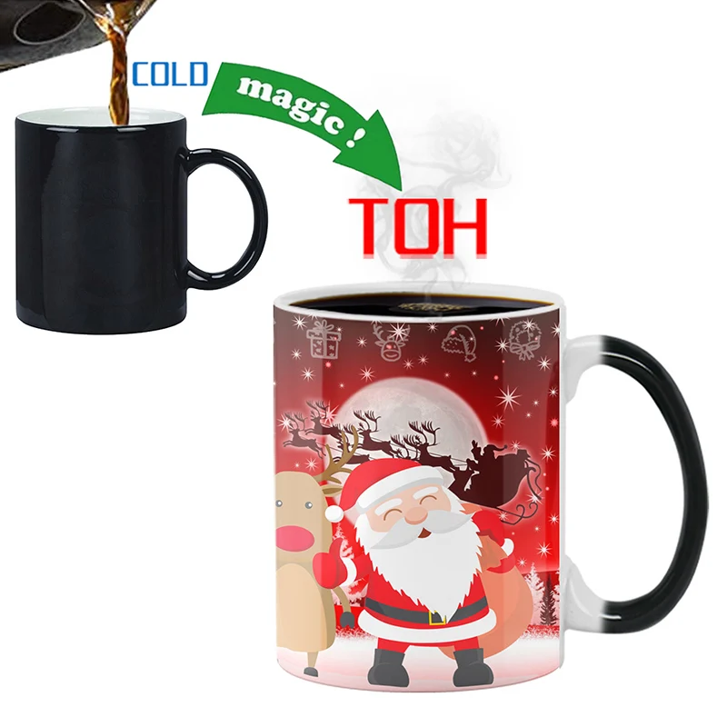 

Creative Color Changing Milk Tea Magic Coffee Mug Cup Christmas New Year Winter Present For Children Santa Claus Snowman 350ml