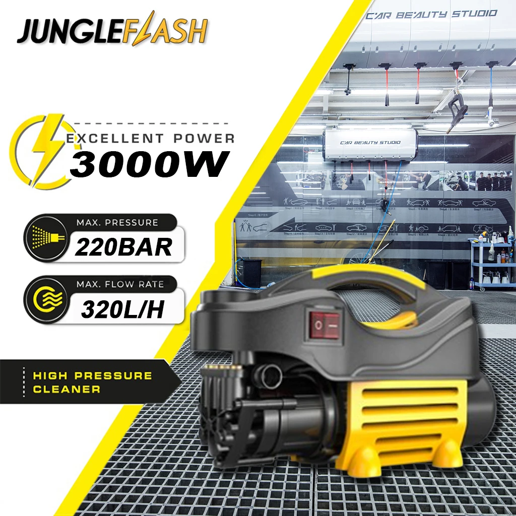 

JUNGLEFLASH 3000 Вт бытовая стиральная машина с регулируемым давлением маленькая Автоматическая Индукционная водяная пушка инструменты для очист...