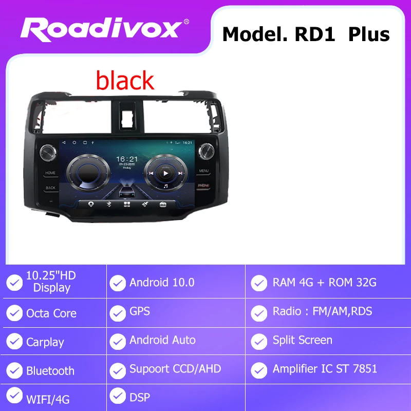 

10,25-дюймовый автомобильный радиоприемник с Android 10.0 для Toyota 4Runner 4 Runner 2010 2015 Автомобильный DVD GPS-навигатор Стерео головное устройство Мультимедиа 2din