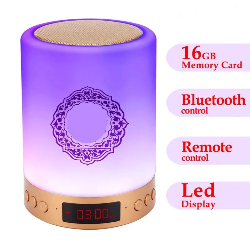 

Smart Speaker Bluetooth Touch Player Alarm Clock Small Night Light Azan Quran Clap Light Bluetooth Speakers