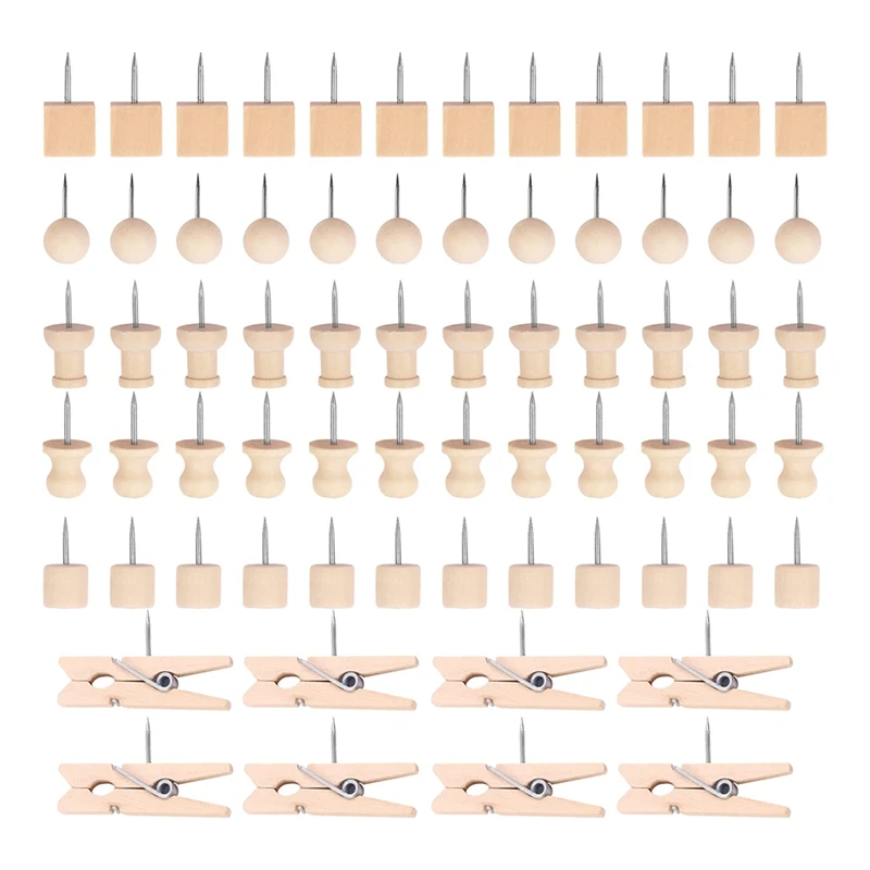 

Push Pins Set Wooden Steel Point Thumb Tacks Pushpins Decorative Drawing Pins for Cork Bulletin Board Photos Documents