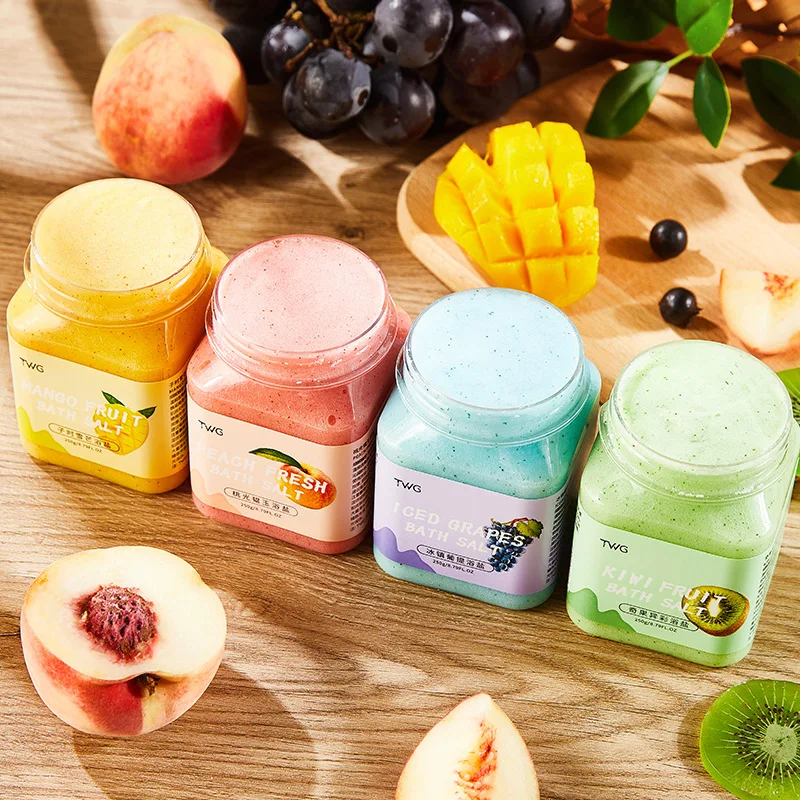 

Fruit Fragrant Bath Salt Body Scrub Cream Exfoliating Body Wash Natural Fruit Extracts Refreshing Scented Nourishing Skin