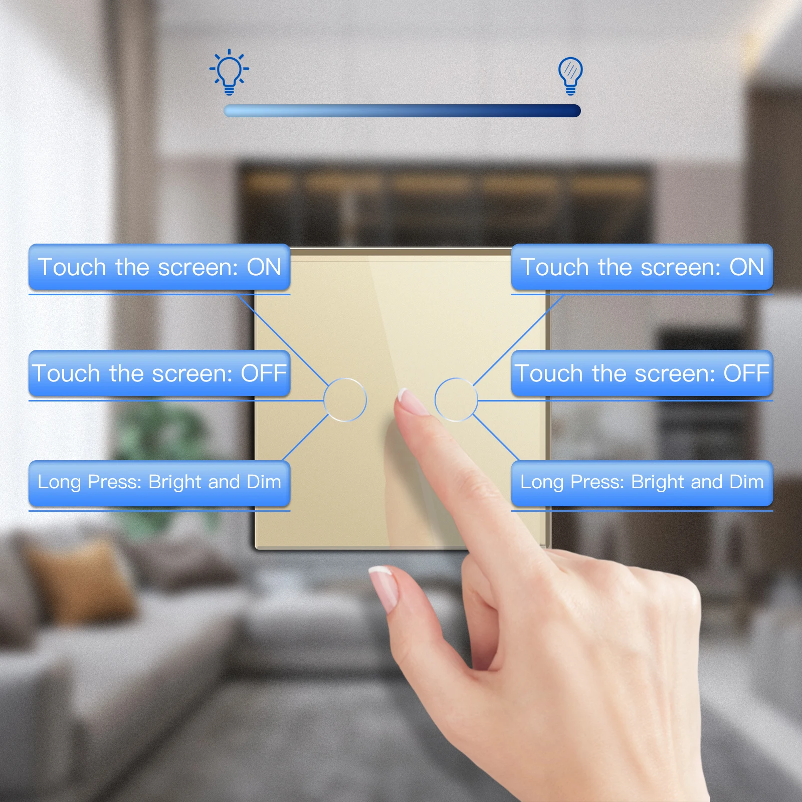 Сенсорный светодиодный диммер Bseed 2 клавиши 1 канал европейский стандарт с