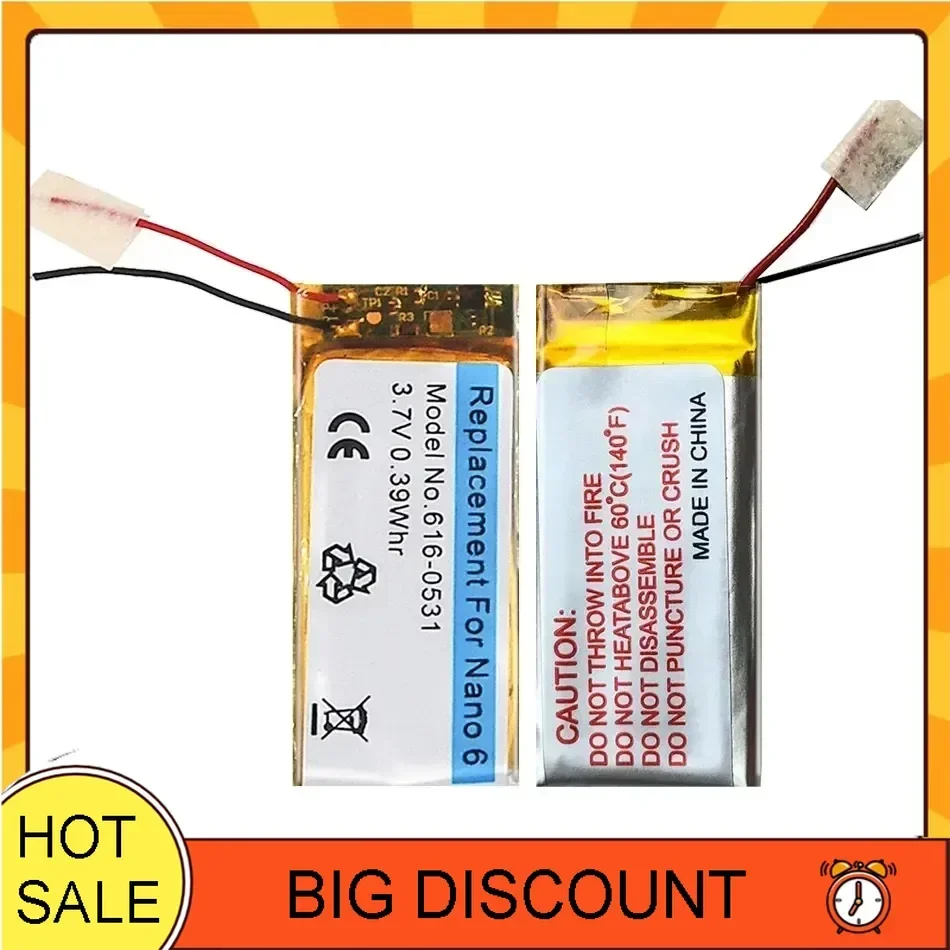 616-0531 Аккумулятор MP3 для IPod Nano 6 6-го поколения 8 ГБ 16 Nano6 Nano6th 4 4-го 7/7th MB903LL/A616-0639616-0640