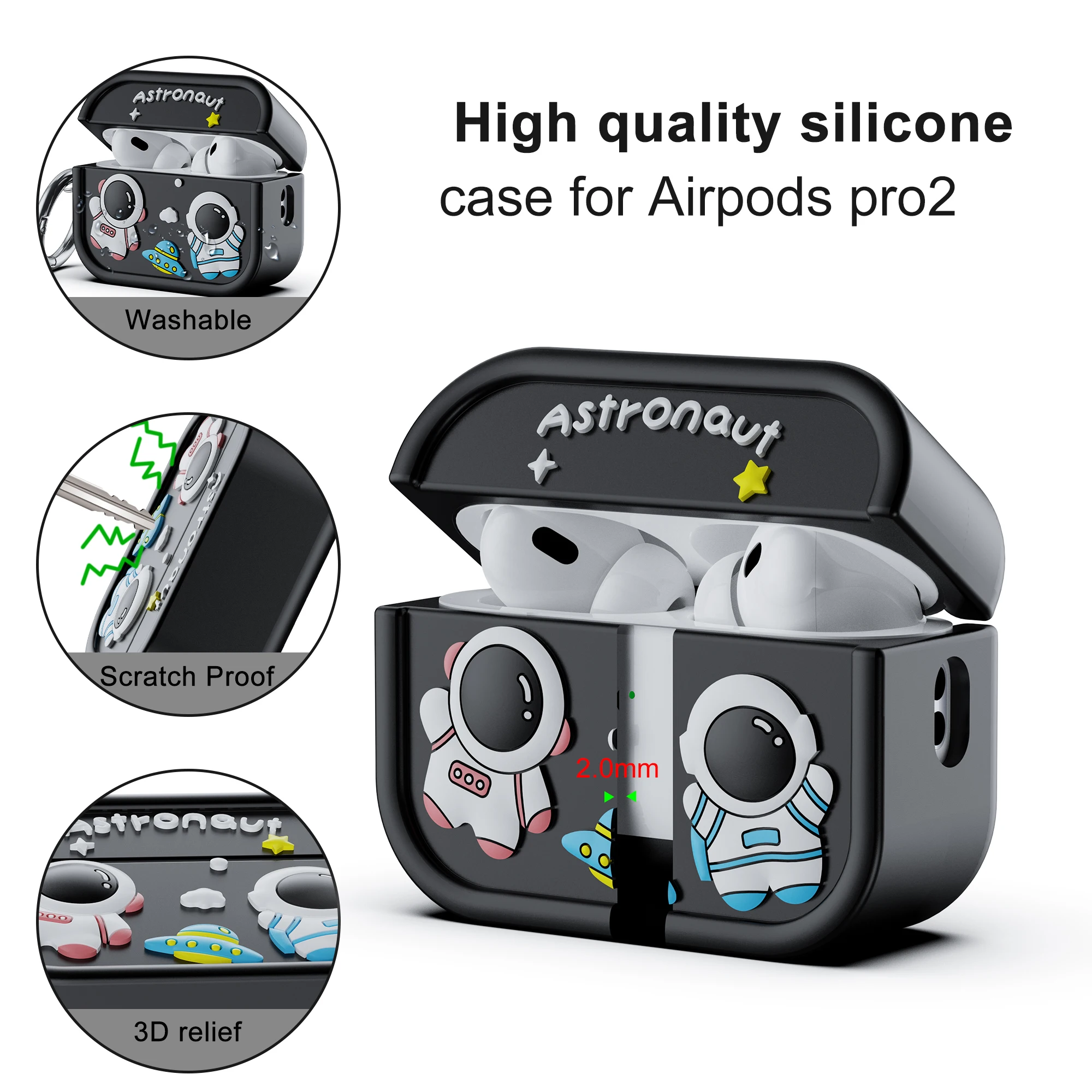 Мягкий Силиконовый Чехол Astronaut Space Moon Для Apple AirPods Pro 2 3-го Поколения