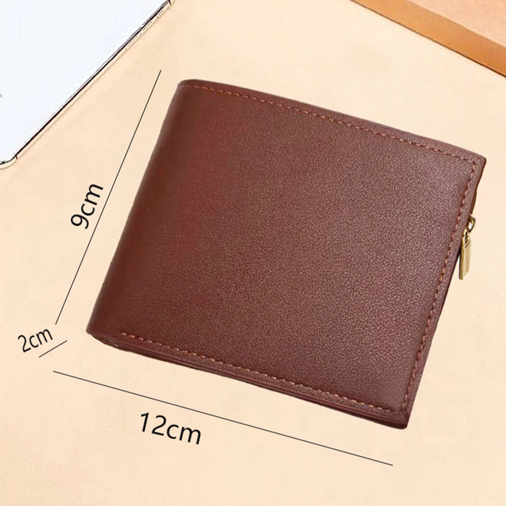 Men's Coin Purse Wallet Fashion Blocking Man Leather Zipper Business Card Holder Money Bag Male