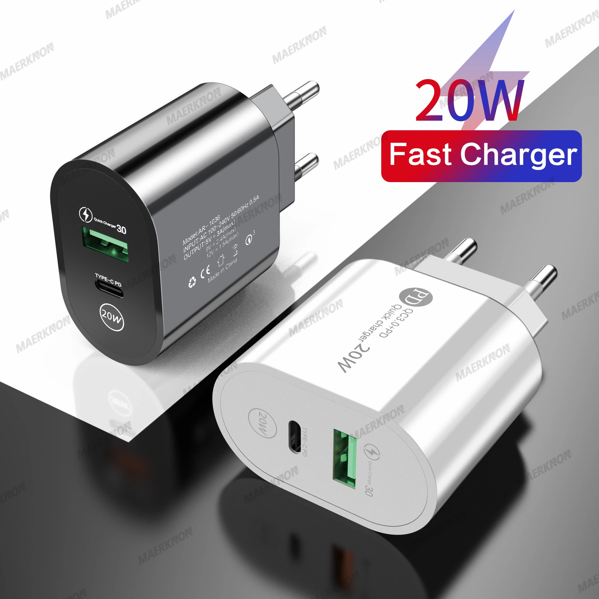 

20W Fast Charge Charger Type C USB Ports For iPhone 14 13 12 Pro Max Xiaomi 12 Oneplus QC 4.0 3.0 Portable Mobile Phone Adapter