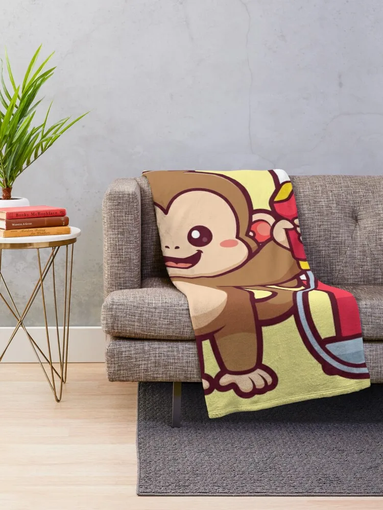 Милая обезьяна АЗС мультяшная векторная икона иллюстрация одеяло мягкие одеяла