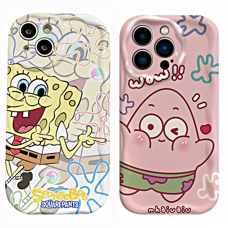 Чехол с мультяшными губками для Huawei P60 P50 P40 Lite 5G 4G P30 Pro Mate 60 50 40 30 Nova Y90 Honor X5