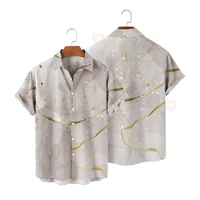 mens shirts marble pattern beach loose fashion short sleeve shirt hawaiian men shirt trend all match for boyfriends gift
