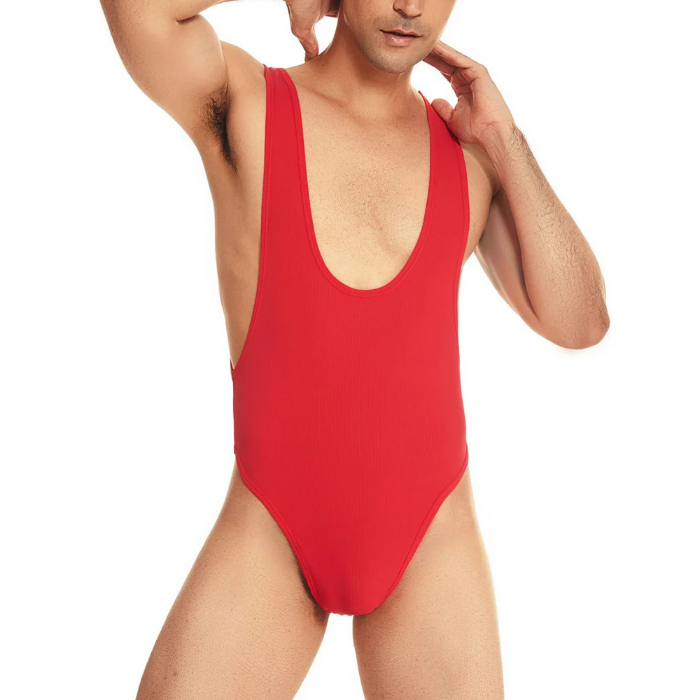 

Men Sleeveless Nylon Sexy Vest Bodysuit Soft Comfortable Jumpsuit Thong Pajamas Bikini Body Building Men Singlet Underwear