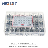 840pcsset 24values to 92 transistor bc547 bc327 bc337 2n2222 3904 3906 c945 pnpnpn transistors set electronics assortment kit