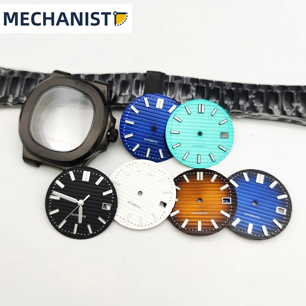 

Mechanic - Elegant Sport Men's Nautilus Case Set Black Rose Gold NH35 Watch NH36 Caliber Waterproof Screw Crown Ice Blue Dial