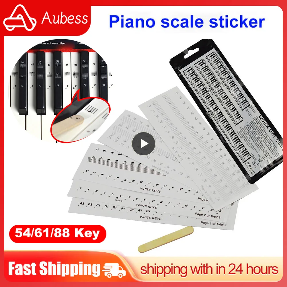 

New 54/61/88 Key Piano Stickers Transparent Piano Keyboard Electronic Note Sticker Accessories Sticker PVC Piano Name Key Stave