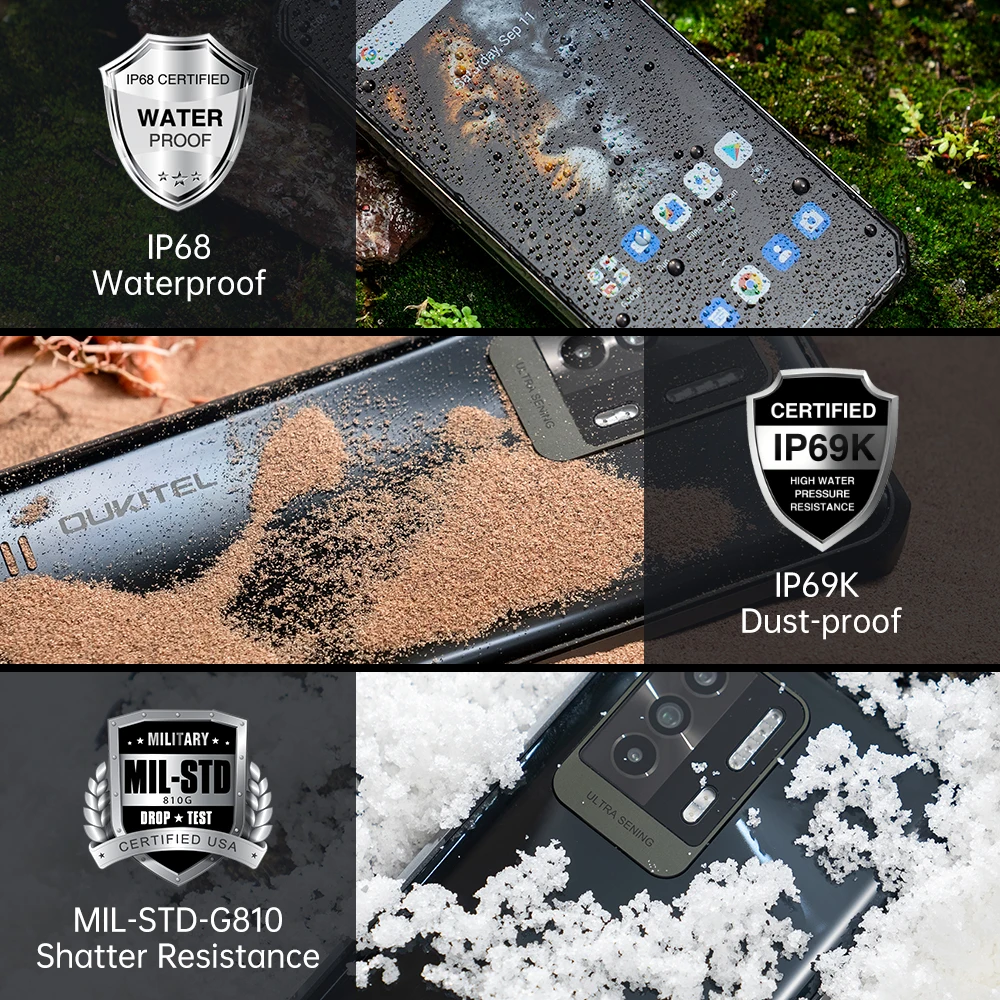 Cena Oukitel WP17 IP68 Wytrzymały Smartfon Helio G95 8GB + 128GB Telefon Komórkowy Android 11 Telefon Komórkowy 20MP IR Noktowizor Aparat 8300mAh 4G