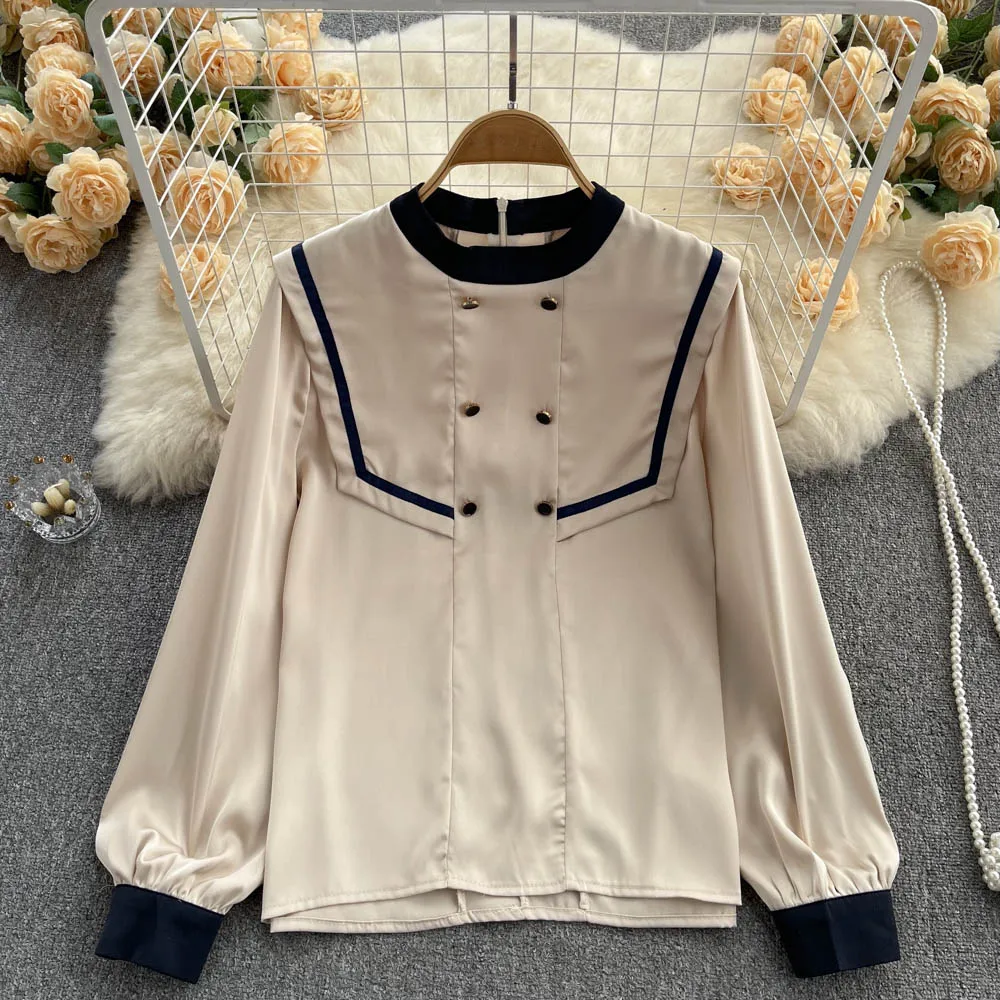 

Panelled New Blouse Women Casual O-neck Top Shirt Blouses Female Loose Blusas Autumn Fall Ladies Office Tops Clothe Dropshipping