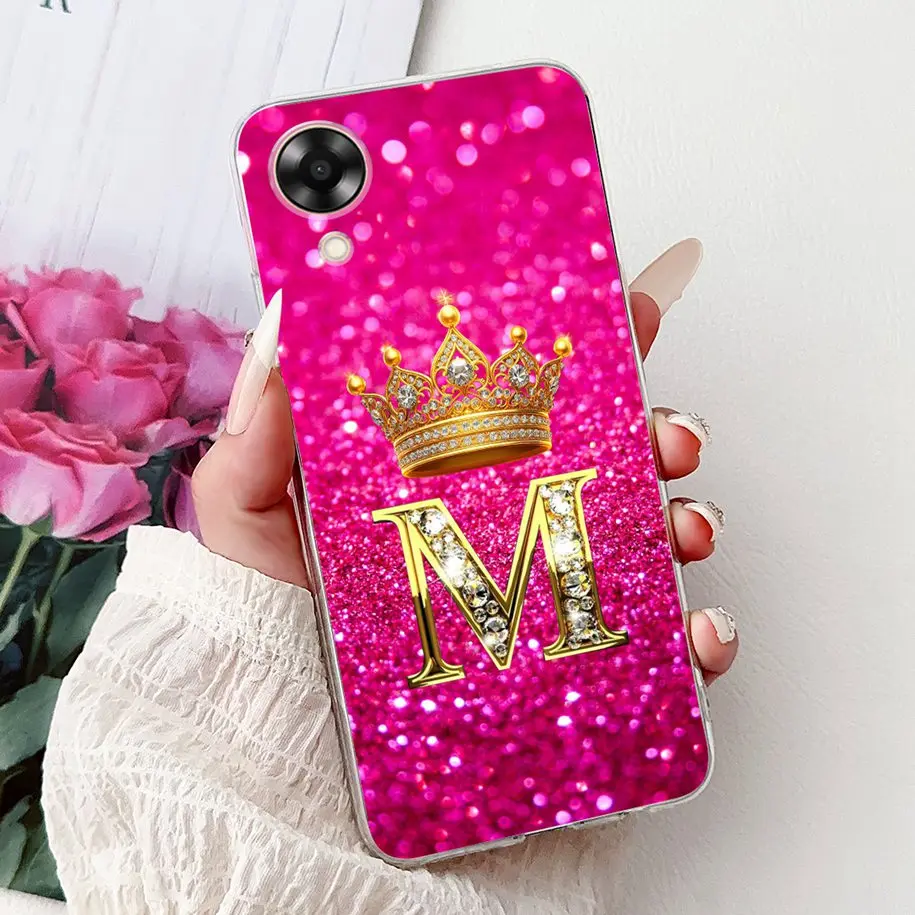 For OPPO A17k CPH2471 Case Fashion Crown Letters Soft Transparent Silicone Slim Back Cover A17 CPH2477 A 17 17k Coque